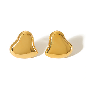 Heart Shaped <b>Stud</b> Earrings 18k Gold Plated <b>Titanium</b> Steel For Women Gift Jewelry Set TR4223 6 TR4223 8 4224 7 4225 7 - Product Image 5