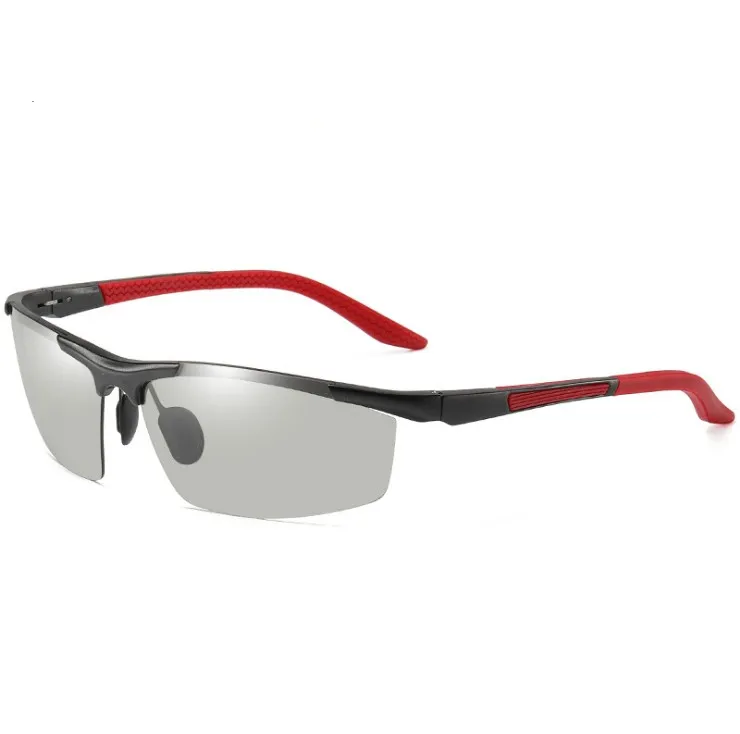 Aleación de aluminio y magnesio marco medio de cambio de color, gafas de conducir para hombres, gafas polarizadas gafas de sol venta al por mayor