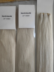 Prezzo all'ingrosso Capelli Umani Europei Grezzi <span class=keywords><strong>Colore</strong></span> <span class=keywords><strong>Biondo</strong></span> <span class=keywords><strong>Platino</strong></span> 60B Trama Super Sottile Genius Extension Invisibili di Capelli Russi - Product Image 2