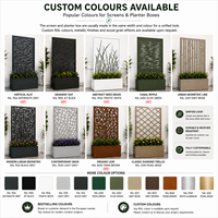 Jardinière en métal sur mesure avec écran décoratif en feuilles pour projets de paysagisme moderne et minimaliste en extérieur, cour et patio