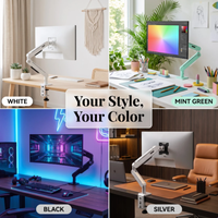 Support de moniteur réglable pour bureau, bras articulé ergonomique à ressort mécanique, support de moniteur VESA 17-32 pouces, fixation par pince en C, gestion des câbles