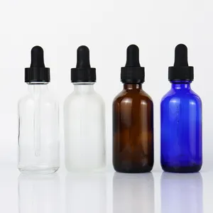 Customized Boston Clear Amber Blue Glass Bottles Essential Oil Dropper Bottle With Pipette Dropper