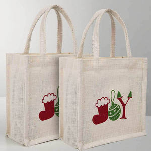 Petit sac en jute avec poignées ondulées, idéal pour les fêtes de Noël, les anniversaires et le transport de cadeaux - Prix comparatif - Product Image 3