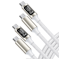 Kabel Pengisian Cepat USB-C PD 240W 6A dengan Layar LED dan Kabel Anyaman untuk Ponsel, Power Bank, Kamera, Komputer