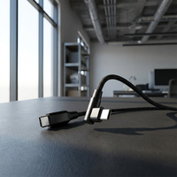 Câble USB-C mâle 60W 1m à angle droit/gauche en alliage d'aluminium, charge rapide 5A, avec gaine en nylon tressé – Nouveauté !