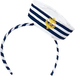 2023 New Custom Halloween White Mini Captain Cap fasce Navy Top Hat fascia con logo dorato per donne adulte uomini