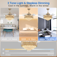 Ventilateur de plafond LED ECO moderne européen à 6 vitesses et 3 températures de couleur avec télécommande pour salon