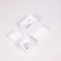Boîte à bijoux en papier blanc SUNNY PACK avec nœud en ruban, logo personnalisé, boîte cadeau pour bague et boucles d'oreilles, couvercle et base, emballage pour bijoux