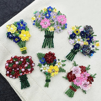 Bouquet de plantes de l'industrie lourde tridimensionnelle fleur Sequin Patch tissu à coudre perles de feutre vêtements écharpes accessoires de conception