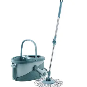 Magic Handle Mop Set with Wheels Rectangle Head Shape PP Plastic and Rotating Cleaning Features Boxed Cleaning Equipment