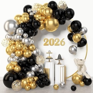 Preto e Ouro 12-Inch Látex Metálico Confetti Balões Amostra Grátis Balão Arch Set para Aniversário e Graduação Decorações
