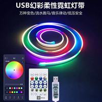 Ruban lumineux néon RGB à changement de couleur avec contrôle par application, étanche IP67, éclairage LED synchronisé avec la musique pour la décoration murale et de chambre