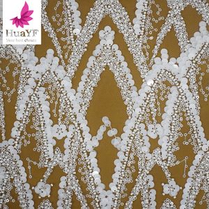 חם אופנה פורצלן לבן 3d חרוזים עם גדול קריסטל פאייטים הניצוץ חתונה תחרה כלה שמלת HY2102 - Product Image 3