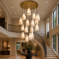 Lustre artistique personnalisé en albâtre, grande suspension lumineuse pour hall d'hôtel, villa, atrium, escalier, éclairage intérieur