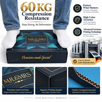 Boîte à courrier de luxe bleu marine personnalisée avec logo imprimé en feuille d'or, boîtes d'emballage cadeau pour mariage, pour la mariée, le marié, anniversaire, souvenir