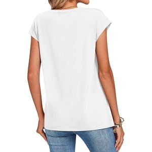 FOXA Womens <b>Cap</b> Sleeve T-Shirt 100% Cotton Jersey Breathable Summer Casual Top For Women - Product Image 5