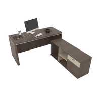 Escritorio Ejecutivo Modular de Madera en Forma de L con Cajón Lateral, Construcción Comercial Resistente para Oficina o Sala de Juntas