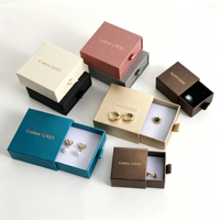 Boîte d'emballage de luxe à tiroir coulissant, boîte rigide pour bijoux avec logo doré personnalisé pour bague, boucles d'oreilles, pendentif, boîte cadeau en papier