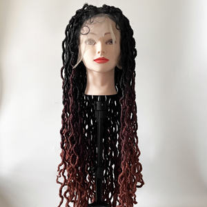 32 ''Long Goddess Faux Gypsy Locs Peluca prearrancada Pelucas trenzadas sin nudos de encaje doble completo con cabello de bebé - Product Image 1