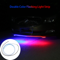 Bande lumineuse souple à LED pour voiture avec lumière en silicone à double clignotement rouge et bleu et changement automatique de bande lumineuse