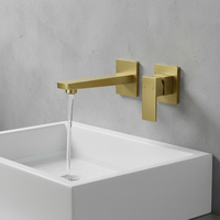 Robinet mélangeur moderne de luxe en laiton massif, finition or brossé, à poignée unique, pour lavabo de salle de bain, avec cartouche en céramique