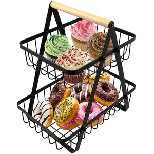 Cesta de Frutas Metálica de 2 Niveles, Desmontable, Negra, para Almacenar Frutas y Verduras, Organizador de Almacenamiento para la Encimera de la Cocina y el Hogar - Product Image 6