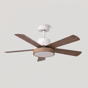 Ventilateur de plafond LED <span class=keywords><strong>ProBreeze</strong></span>, 5 pales, style européen moderne, corps en plastique, 52 pouces, silencieux, moteur DC 6 vitesses, avec variateur d'intensité - Product Image 1