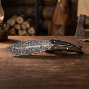 Couteau de chasse à lame fixe en acier 5Cr13 Feather Damascus Laser, manche en bois, lame droite, couteau de chef, DIY OEM THEWIZ - Product Image 2