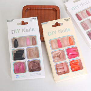 Ongles en gel complet à couverture intégrale, style européen, couleurs assorties, pointes françaises, forme amande, <span class=keywords><strong>rose</strong></span> nude, bordeaux - Product Image 3