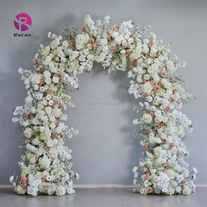 Arche de fleurs de mariage, toile de fond pour photos de mariage, cercle de 8 pieds, arrangement de fleurs blanches en rose et en gypsophile, chemin de table, fleurs décoratives de mariage - Product Image 4