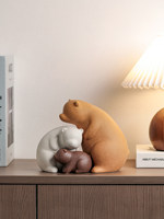 Ornements en céramique faits à la main, style Wabi-sabi, motif Famille de Trois Ours, ensemble multi-pièces, décoration intérieure artistique, luxe discret et apaisant