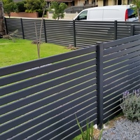 Clôture d'intimité horizontale à persiennes en aluminium noir thermolaqué, écran à lattes en alu pour mur extérieur de villa et cour, 6 pieds, marque Prime