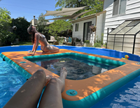 Plataforma Flotante Inflable Portátil, Isla Inflable para el Océano, Piscina Marina con Bomba de Aire
