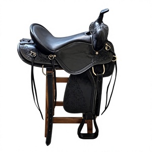 Silla de montar BS International de cuero genuino negro con estribos metálicos, duradera, suave y cómoda, de la mejor calidad, estilo inglés. - Product Image 5