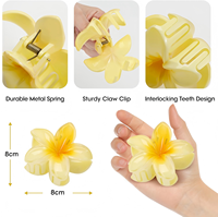 Jepit Rambut Plastik Plumeria Grosir untuk Wanita dan Anak Perempuan, Penggunaan Sehari-hari, Penjepit Rambut untuk Kuncir Tinggi/Rendah, Aksesoris Rambut