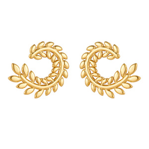 Gold Plated Wheat Earrings <b>Huggie</b> Stainless Steel Fashion Dangle Earrings Plant Shape E6055 - Product Image 5