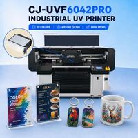 Printer Flatbed Inkjet UV Jucolor 6042 Pro DX7 dengan Ricoh Gen6 10-Warna Efek Embos Tetesan Tinggi pada Kanvas & Mug ABS