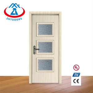ZHTDOORS ben noti produttori cinesi bianco interno di un'ora tagliafuoco porte in rovere con vetro EN Standard - Product Image 1