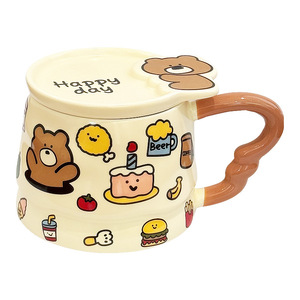 Cute Animal Graffiti <b>Ceramic</b> <b>Mug</b> With Lid, High Aesthetic Lovely Water Cup for Girls Students Office Daily Use - Product Image 5