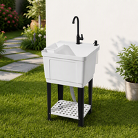 Évier en plastique authentique et durable pour salle de bain, lavabo autoportant pour dortoir, camping-car, caravane - Évier compact pour garage avec tuyau de vidange