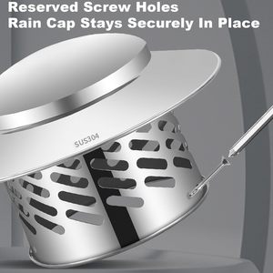 Capot d'évacuation de toit réglable en acier inoxydable 304, style parapluie, <span class=keywords><strong>pour</strong></span> sortie murale, <span class=keywords><strong>cheminée</strong></span>, coupe-vent, extérieur, sous-sol - Product Image 6
