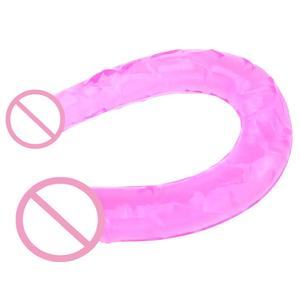 U-vormige transparante dubbelzijdige zachte <span class=keywords><strong>strapon</strong></span> dildo van jelly, seksspeeltje voor vrouwen en lesbische masturbatie - Product Image 4