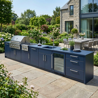 Armoire de cuisine extérieure en acier inoxydable, résistante à l'humidité, texture métallique, pour jardin, cour et évier de cuisine extérieur