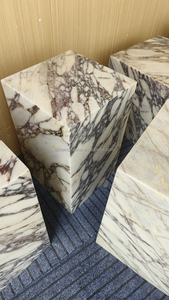 Italia lujo personalizado diseño moderno rectángulo <span class=keywords><strong>Kaia</strong></span> Calacatta viola mármol zócalo bajo café cubo mesas auxiliares pulido gran losa - Product Image 6