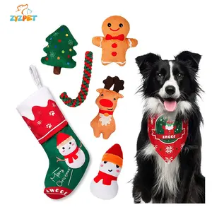 Hond Kerst Speelgoed Kerst Cadeau Set 7 Stks Pluche Kauwen Piepende Hond Speelgoed Hond Touw Speelgoed Met Kerst