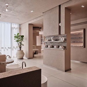 Postazioni di Lavoro per Saloni di Bellezza in Stile Brutalist con Acciaio Verniciato a Polvere e Marmo, <span class=keywords><strong>Design</strong></span> Moderno Rosa per Spazi Commerciali - Product Image 2