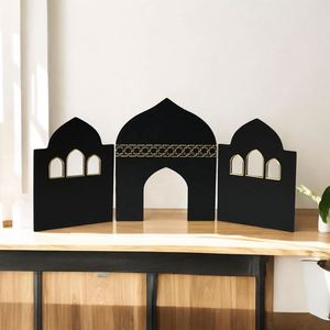 Eid Home Decor <b>Gift</b> Mdf Acrylic Masjid Table Sign Islamic Decoration Panels 3Pcs <b>Ramadan</b> Mosque Ornament Set - Product Image 3