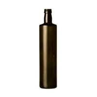 Bouteille d'huile Dorica 75cl en verre vert avec surface transparente, longueur 308mm, bouchon à vis rond pour huile de cuisson