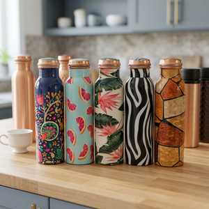Plain Copper Water Bottle 2-Piece Gift Set Custom Logo Dishwasher Safe Handgrip Straw Outdoor Use <b>Drinkware</b> Eco-Friendly - Product Image 1