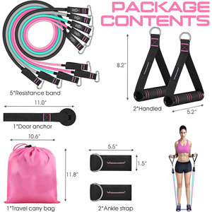 Bandas de Ejercicio Ajustables de TPE para Gimnasio, Bandas de Resistencia Elásticas de Alta Resistencia para Entrenamiento Físico, Juego de 11 Tubos - Product Image 3